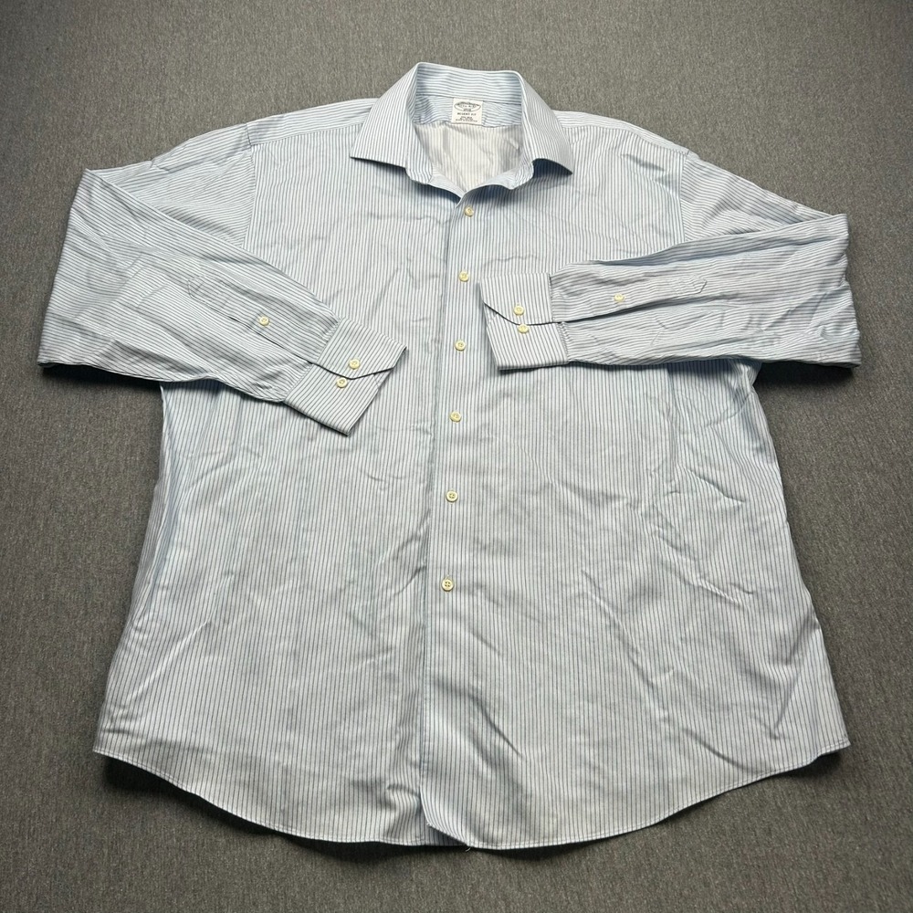 Brooks Brothers Regent Fit Button Up Long Sleeve Dress Shirt Mens 17.5-4/5 Blue - Picture 2 of 13